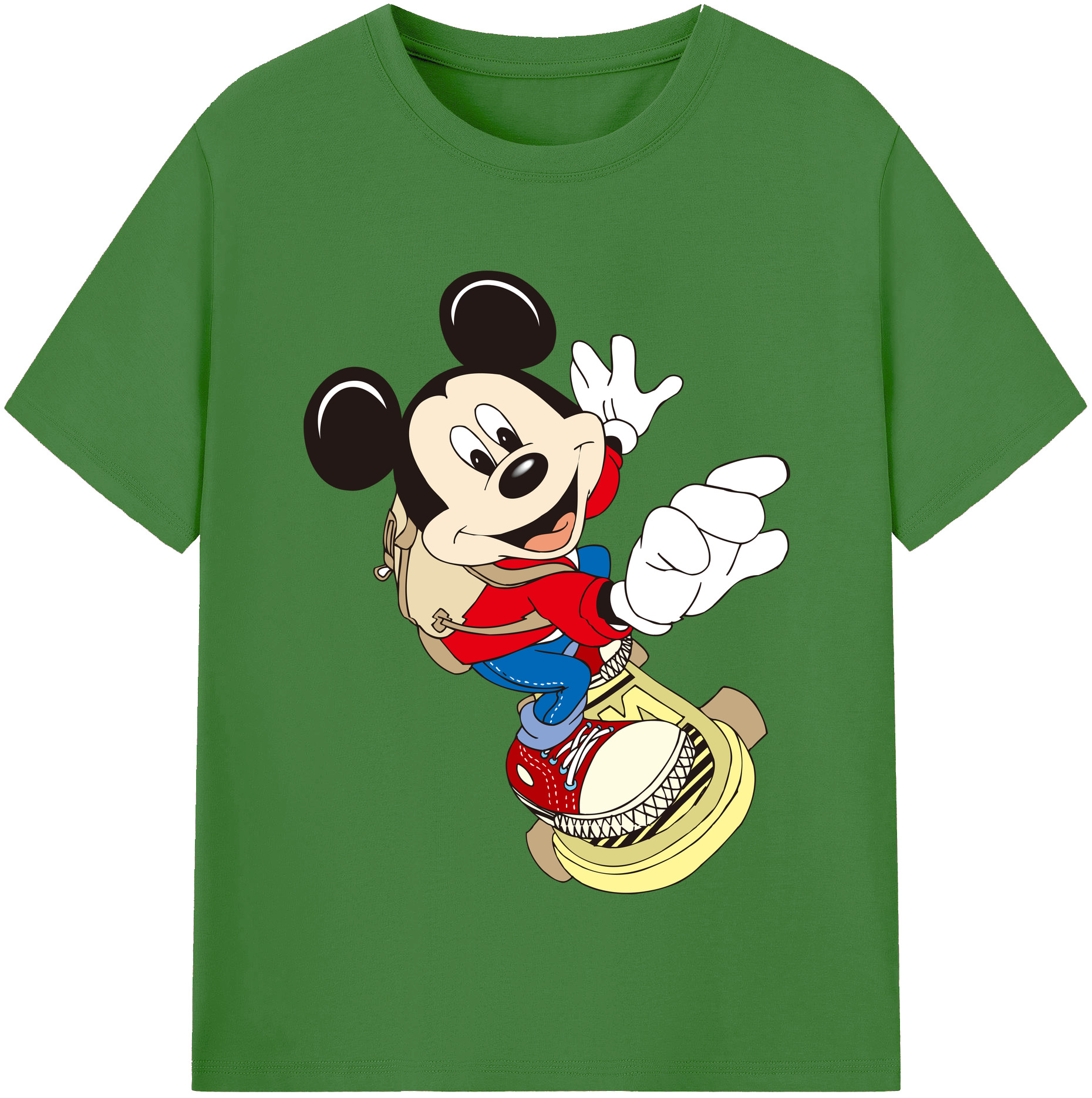 （画像用） ミッキーマウス Mickey Mouse レディースカジュアルプリントTシャツ（綿100％）